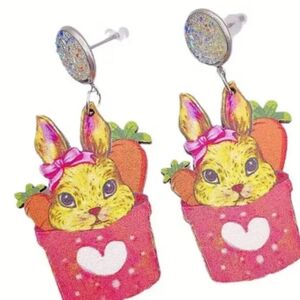 Wooden bunny rabbit earrings